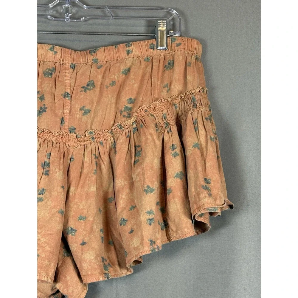 Free People Callista Printed Shorts Peach Boho Cottagecore Women's Medium - Picture 8 of 14
